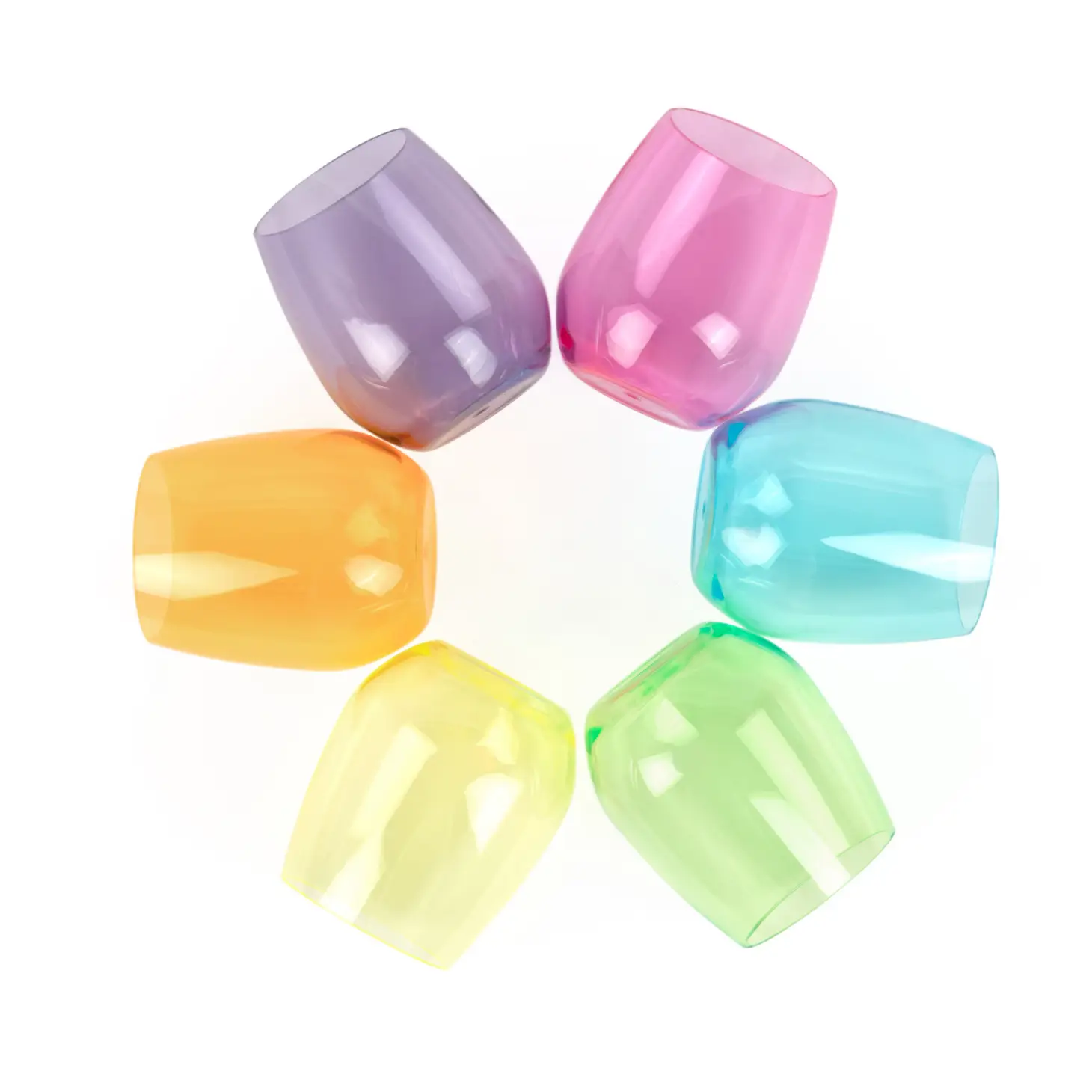 UNBREAKABLE COLORED STEMLESS WINE GLASSES